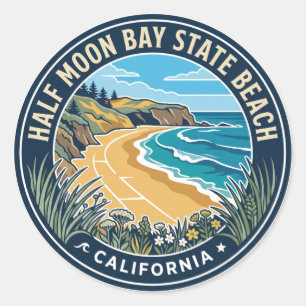 Half Moon Bay State Beach California Classic Round Sticker