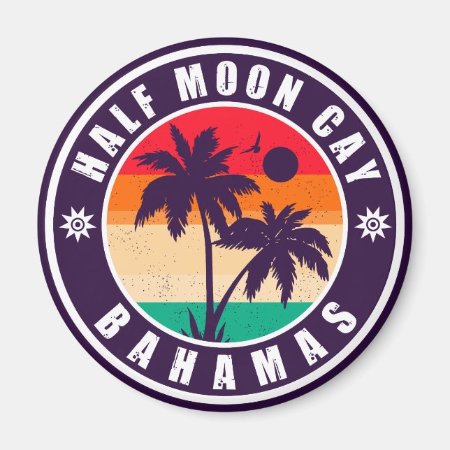 Half Moon Cay Bahamas - Retro Vintage 80s Magnet (Front)