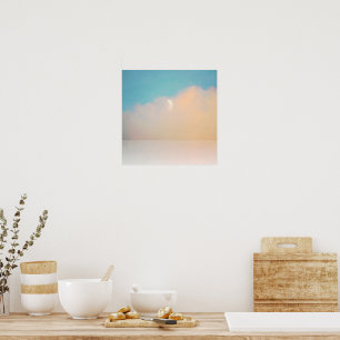 Half Moon in Bay of Water Coral and Aqua Poster