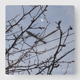Half Moon in Daylight Square Wall Clock