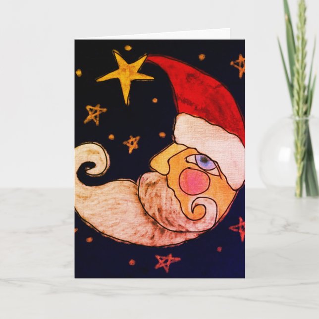 Half Moon Santa Claus Abstract Art Card (Front)