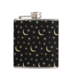 Half Moon Stars Universe Space Lover Astronomy Hip Flask
