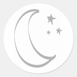 Half Moon with Stylized Stars Classic Round Sticker