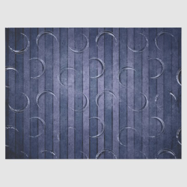 Half Moons on Purple and Blue Stripped Decoupage Tissue Paper (Front)