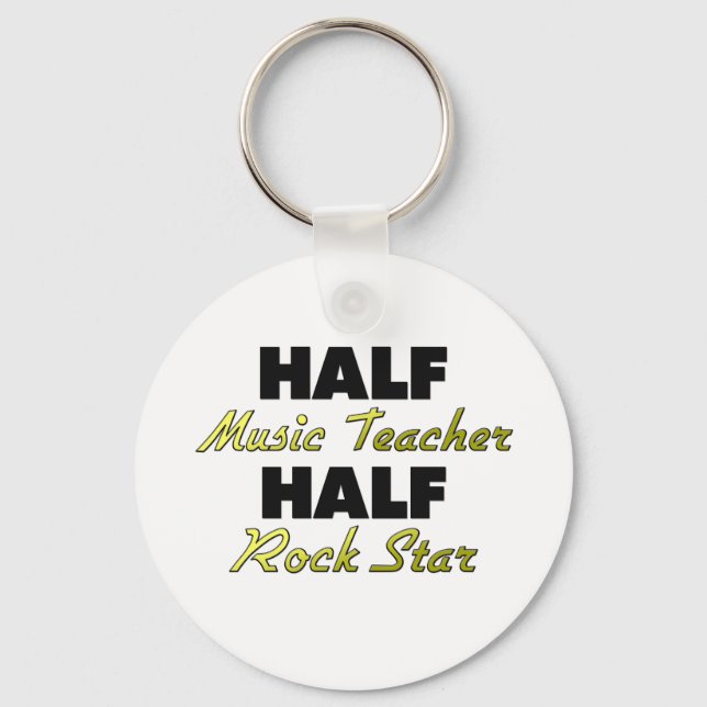 Half Music Teacher Half Rock Star Keychain (Front)