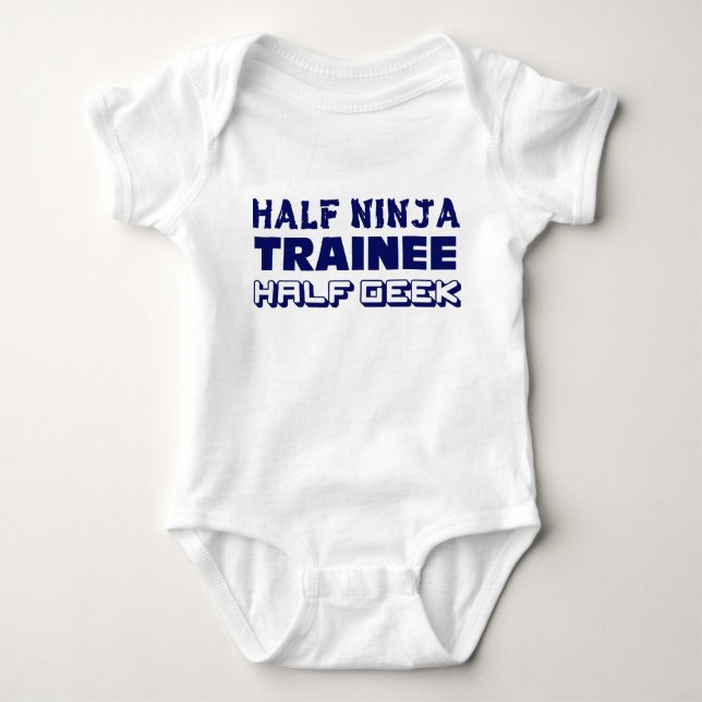 Half Ninja Trainee Half Geek Baby Bodysuit (Front)