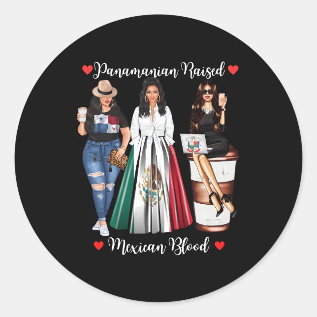 Half Panaian Half Mexican Raised In Mexico Flag Pa Classic Round Sticker (Front)