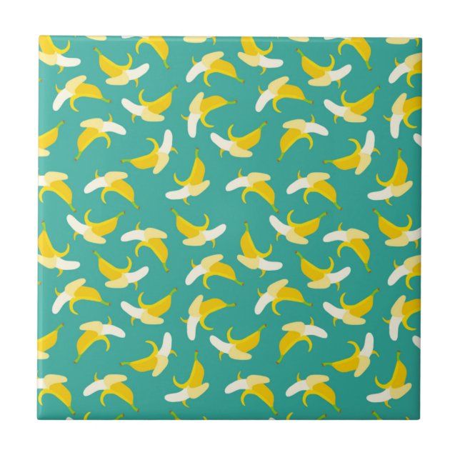 Half peeled banana seamless pattern - Tropical fru Tile (Front)