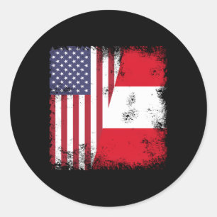 Half Peruvian Flag Peru Usa Classic Round Sticker