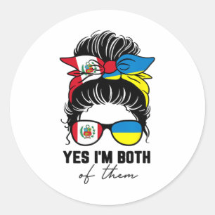 Half Peruvian Half Ukrainian Girl Peru Ukraine Fla Classic Round Sticker