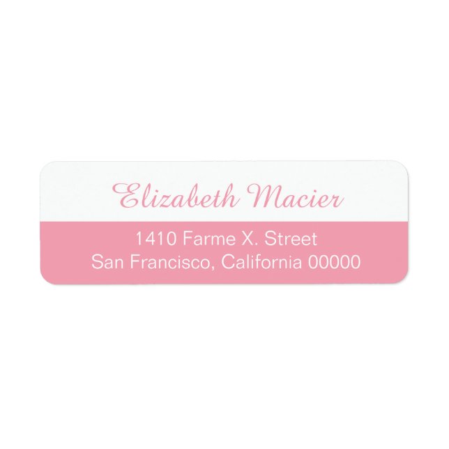 half pink feminine address label with your name (Front)