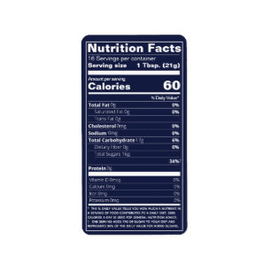 Half Pint Honey Nutrition Facts Dark Blue Food Label