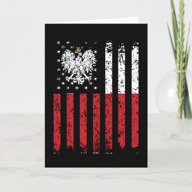 Half Polish Half American Flag Poland USA Card (Front)