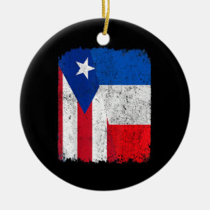 Half Puerto Rican Half French Flag Heritage Pride  Ceramic Ornament
