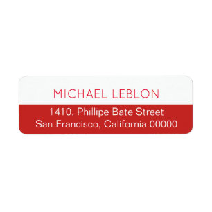 half red return address label with name