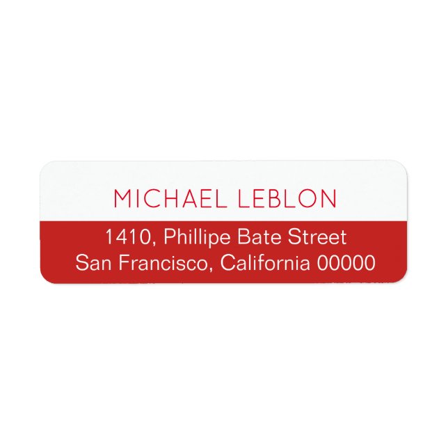 half red return address label with name (Front)