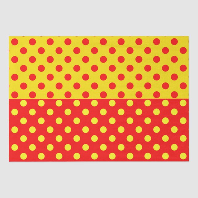 Half Red Yellow Polka Dots Pattern Design  Tissue Paper (Front)