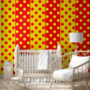 Half Red Yellow Polka Dots Pattern Design Wallpaper