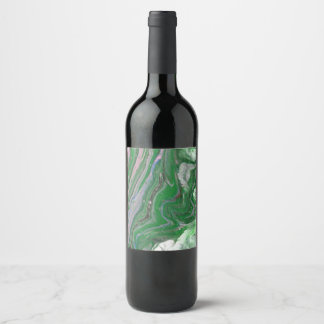 Half Ring Green Fluffy Abstract Wine Bottle Label
