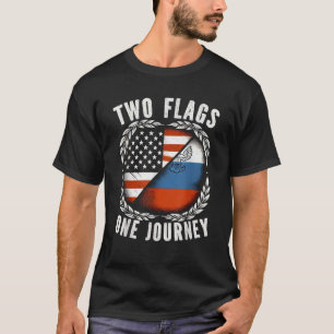 Half Russian Half American USA Flag Russia America T-Shirt