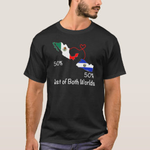 Half Salvadorian Half Mexican Flag Map Salvador Me T-Shirt