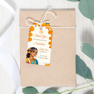Half Saree ceremony cute Indian girl favour Gift Tags