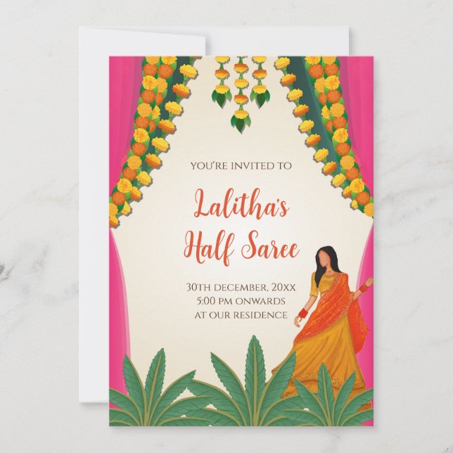 Half Saree function digital invitations (Front)