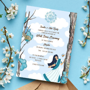 Half Saree Ritu Kala Samskara Butterfly Invitation