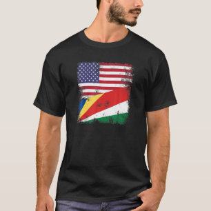 Half Seychellois Flag Vintage Seychelles USA Gif T-Shirt