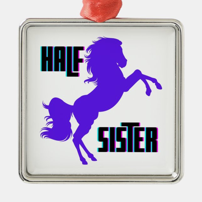 Half Sister Purple Pony Sibling Metal Ornament (Front)