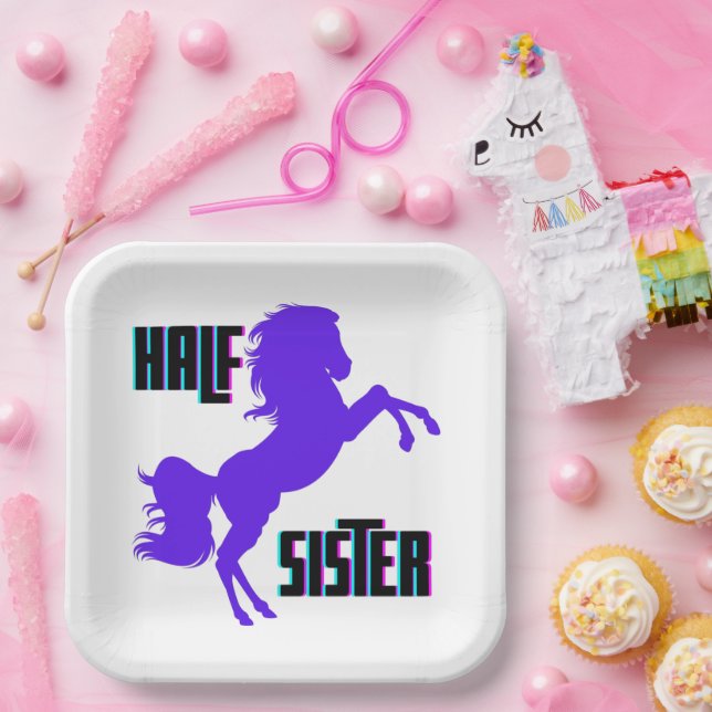 Half Sister Purple Pony Sibling Paper Plate (Party)
