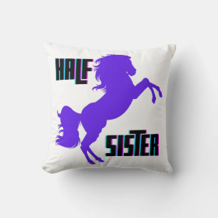 Half Sister Purple Pony Sibling Throw Pillow