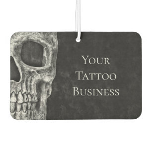 Half Skull Head Gothic Black And White Tattoo Shop Air Freshener