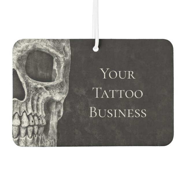 Half Skull Head Gothic Black And White Tattoo Shop Air Freshener (Front)