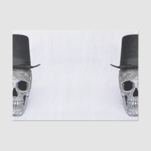 Half Skull With Top Hat Black And White Gothic Tissue Paper