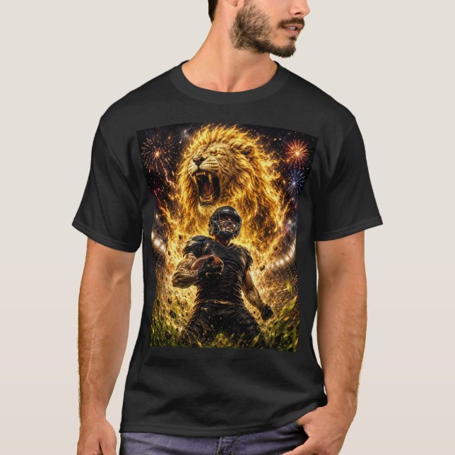 half sleeve tshirt black colour lion desig (Front)