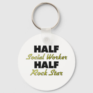 Half Social Worker Half Rock Star Keychain