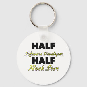 Half Software Developer Half Rock Star Keychain