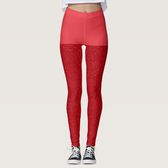 Half-Speckled Tomato Red Leggings – Customizable (Front)