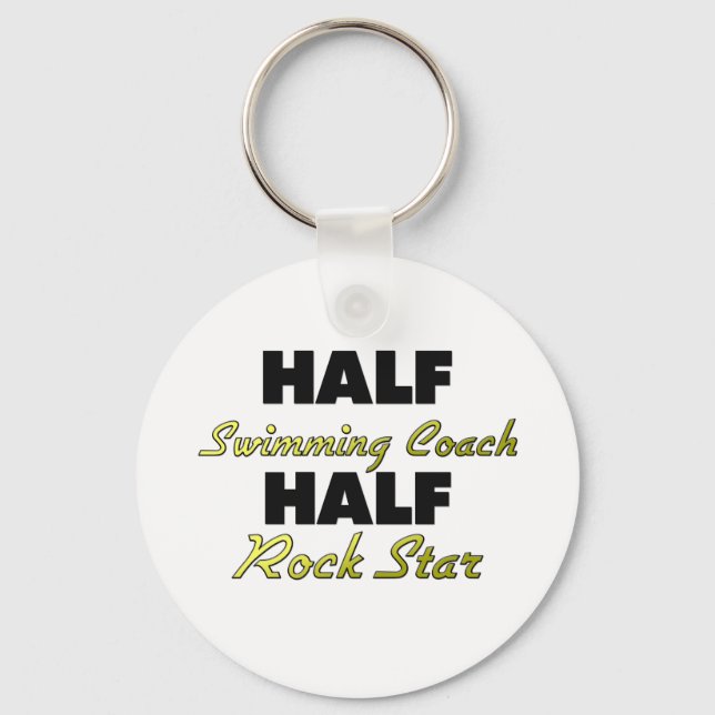 Half Swimming Coach Half Rock Star Keychain (Front)