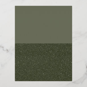 Half Textured Moss Green Foil Invitation Postcard