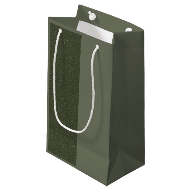 Half Textured Moss Green Gift Bag – Customizable (Front Angled)