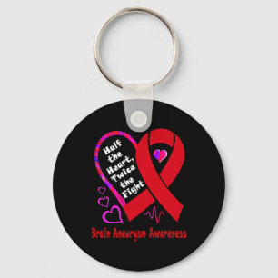 Half The Heart Twice The Fight Brain Aneurysm Awar Keychain