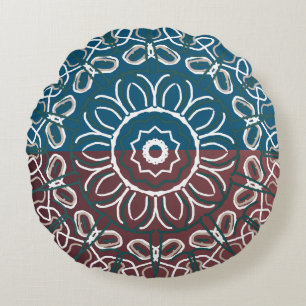 Half Toned Trendy Blue Mauve Laced  Design Wrappin Round Pillow