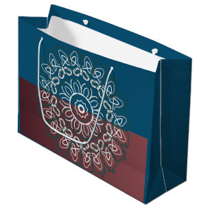 Half Toned Trendy Blue Mauve Laced Monogram desgn Large Gift Bag