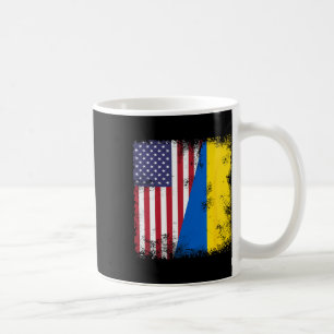 Half Ukrainian Flag Vintage Ukraine Usa Gift  Coffee Mug