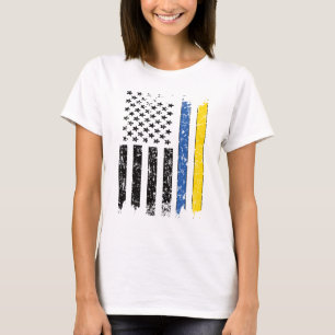 Half Ukrainian Half American Flag Ukraine USA T-Shirt