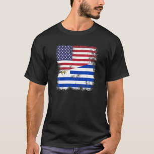 Half Uruguayan Flag Vintage Uruguay USA Gift T-Shirt