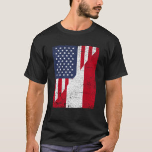 Half USA Flag Half Austria Flag American Austrian T-Shirt
