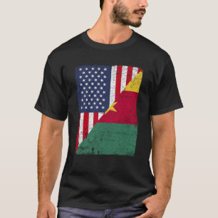 Half USA Flag Half Cameroon Flag American Cameruni T-Shirt